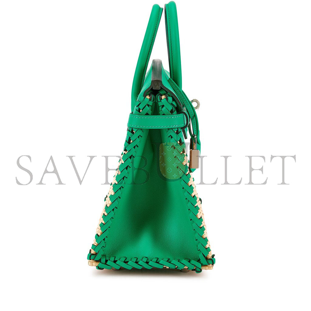 H**mes master birkin 25 picnic bag in mint green barenia leather and woven wicker h082668ck23 (25*20*13cm)